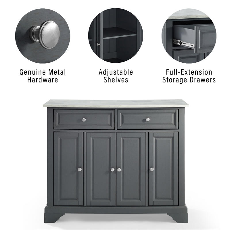 Crosley Furniture Wood/Faux Marble Top Kitchen Island in Gray