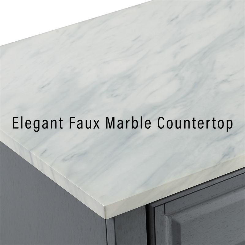 Crosley Furniture Wood/Faux Marble Top Kitchen Island in Gray