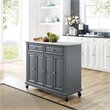 Crosley Furniture Avery Wood/Faux Marble Top Kitchen Cart in Distressed Gray