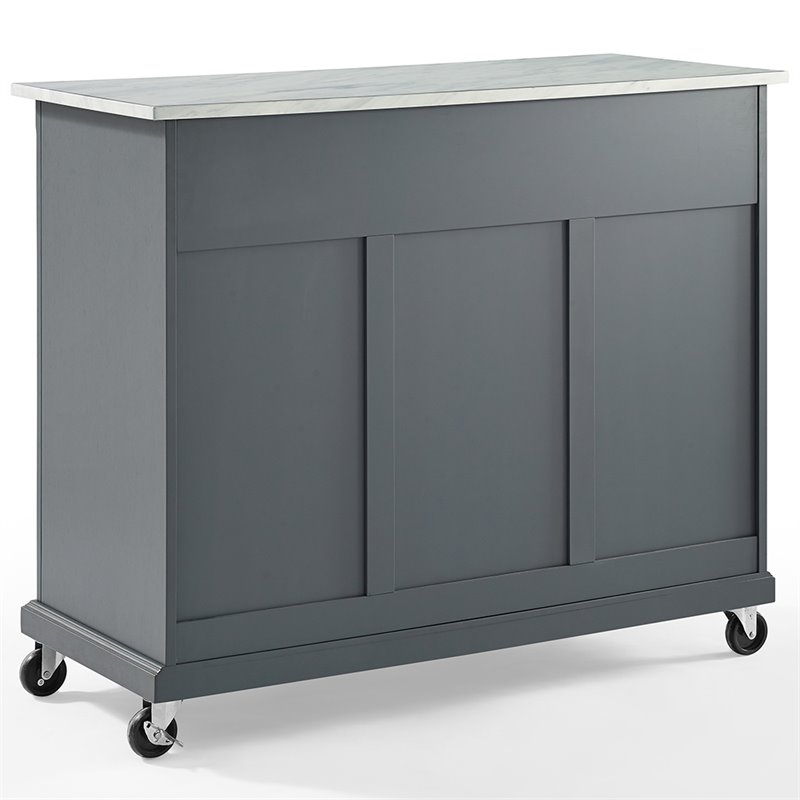 Crosley Furniture Avery Wood/Faux Marble Top Kitchen Cart in Distressed Gray