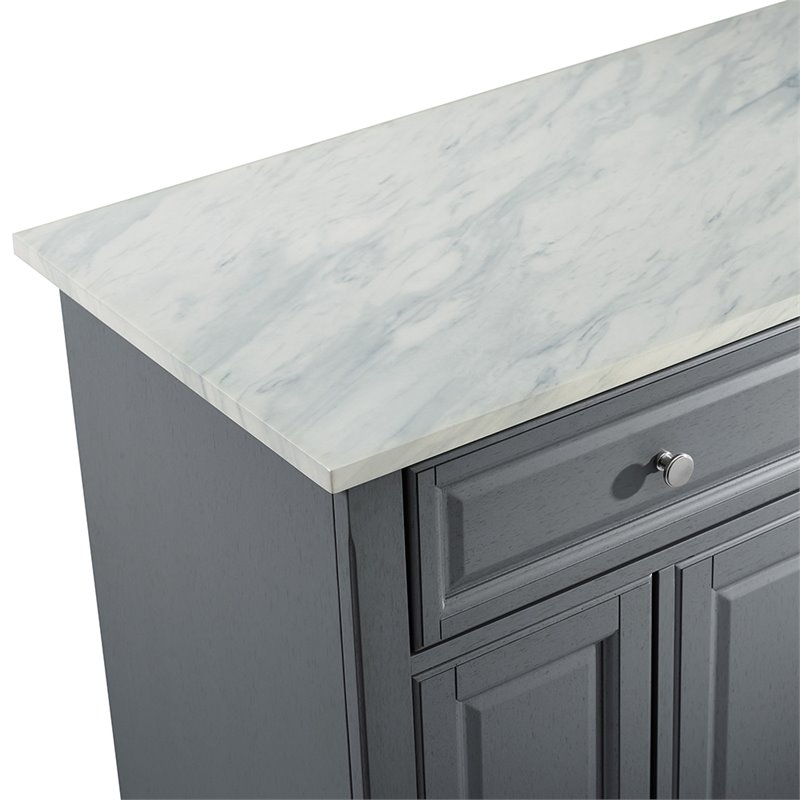Crosley Furniture Avery Wood/Faux Marble Top Kitchen Cart in Distressed Gray