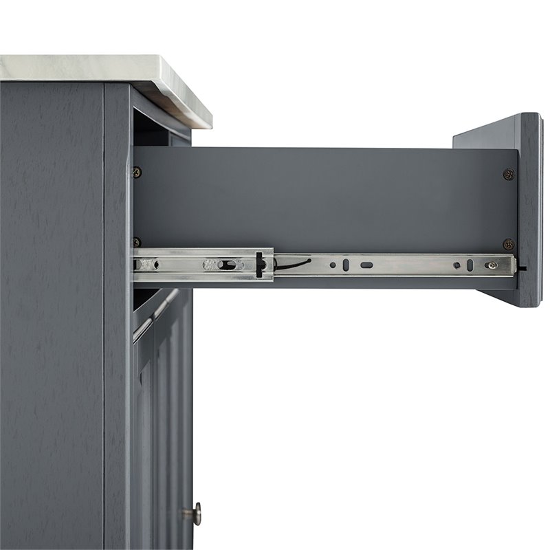 Crosley Furniture Avery Wood/Faux Marble Top Kitchen Cart in Distressed Gray