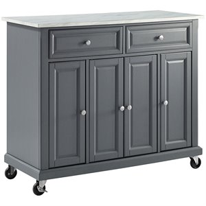 Crosley Furniture Avery Wood/Faux Marble Top Kitchen Cart in Distressed Gray