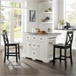 Crosley Furniture Julia Metal/Wood Kitchen Island with X Back Stools in White