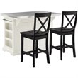 Crosley Furniture Julia Metal/Wood Kitchen Island with X Back Stools in White