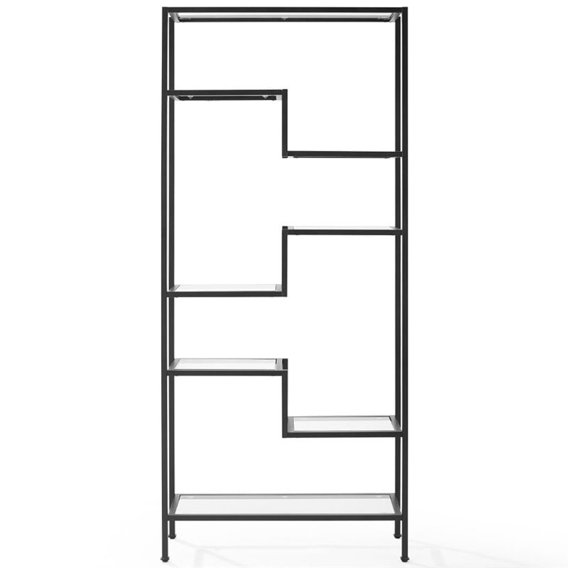 Crosley Furniture Sloane Metal & Glass Etagere in Matte Black