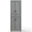 Crosley Furniture Tara Wood 4 Door Pantry in Distressed Gray/Black