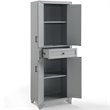 Crosley Furniture Tara Wood 4 Door Pantry in Distressed Gray/Black