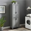 Crosley Furniture Tara Wood 4 Door Pantry in Distressed Gray/Black