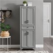 Crosley Furniture Tara Wood 4 Door Pantry in Distressed Gray/Black