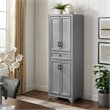 Crosley Furniture Tara Wood 4 Door Pantry in Distressed Gray/Black