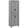 Crosley Furniture Tara Wood 4 Door Pantry in Distressed Gray/Black