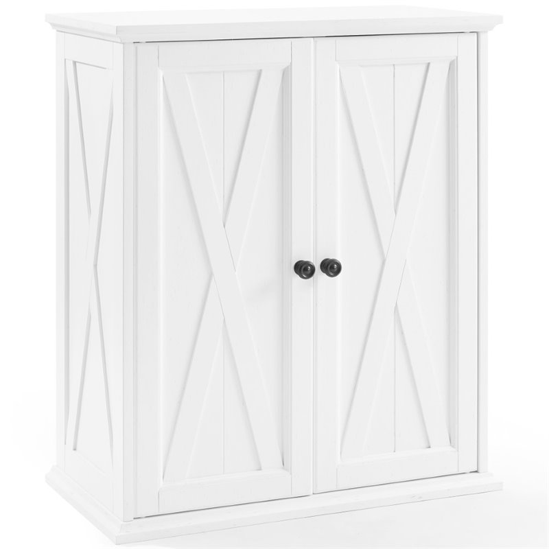 Crosley Furniture Clifton Wood 2 Door Stackable Pantry in Distressed White