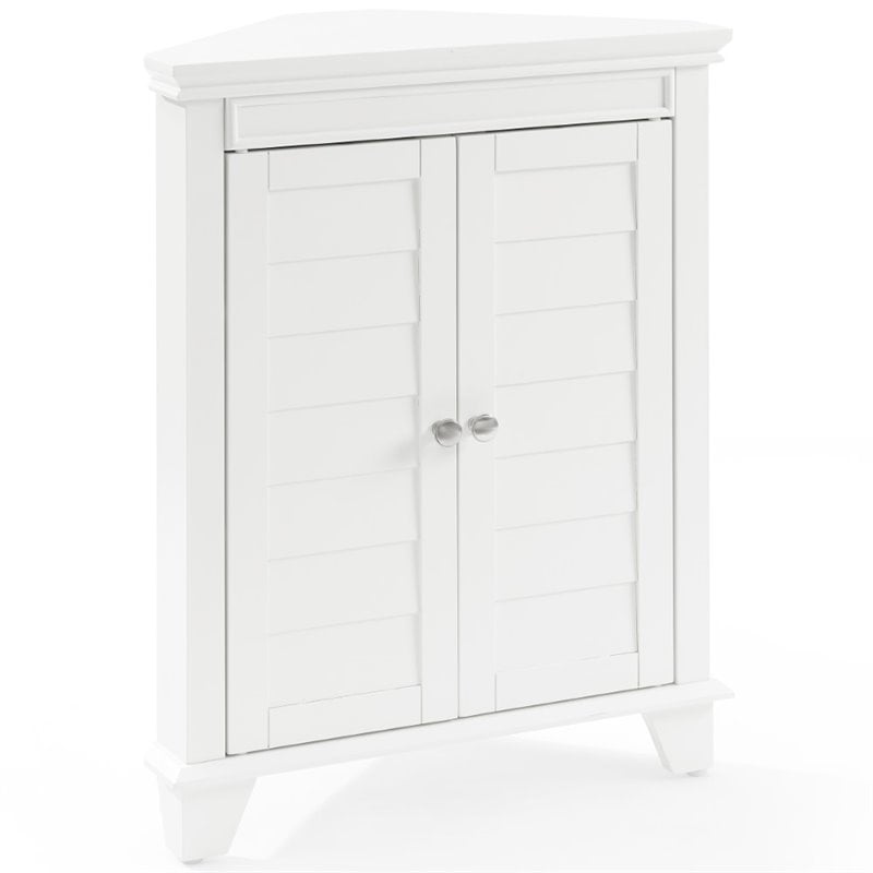 Crosley Furniture Lydia Wood 2 Door Corner Storage Cabinet in White