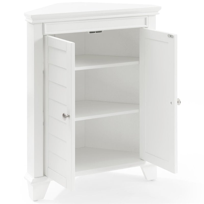 Crosley Furniture Lydia Wood 2 Door Corner Storage Cabinet in White