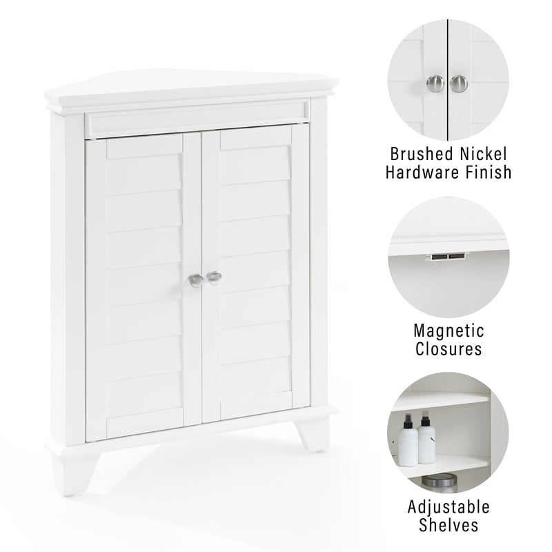 Crosley Furniture Lydia Wood 2 Door Corner Storage Cabinet in White