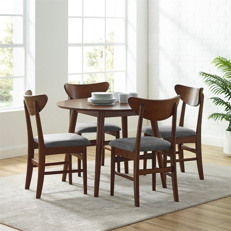 Crosley Furniture Landon 5 Piece Wood Round Dining Set in Mahogany