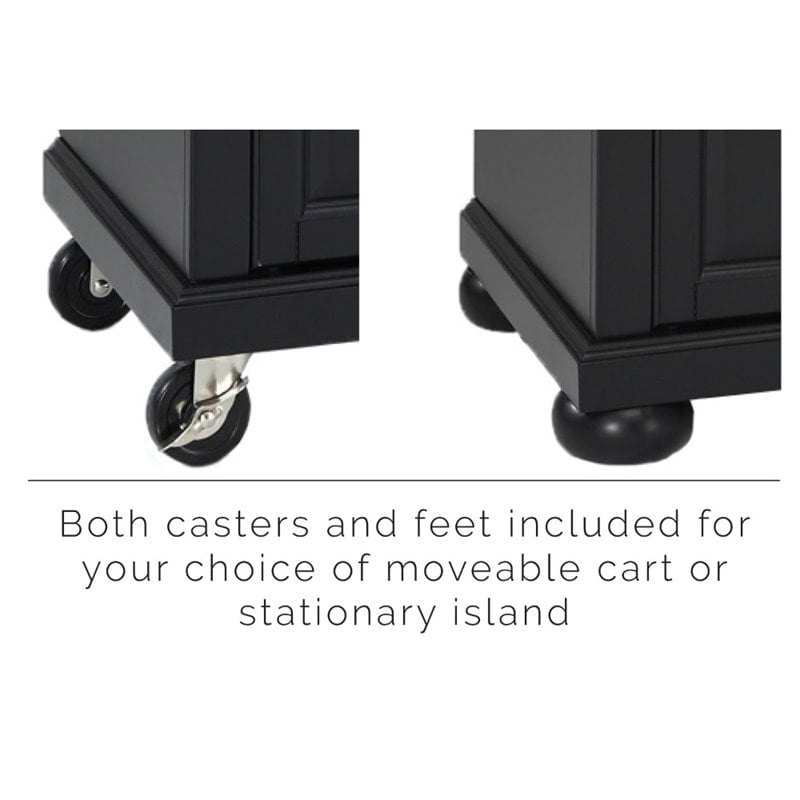 Crosley Furniture Alexandria Wood Portable Kitchen Island in Matte Black