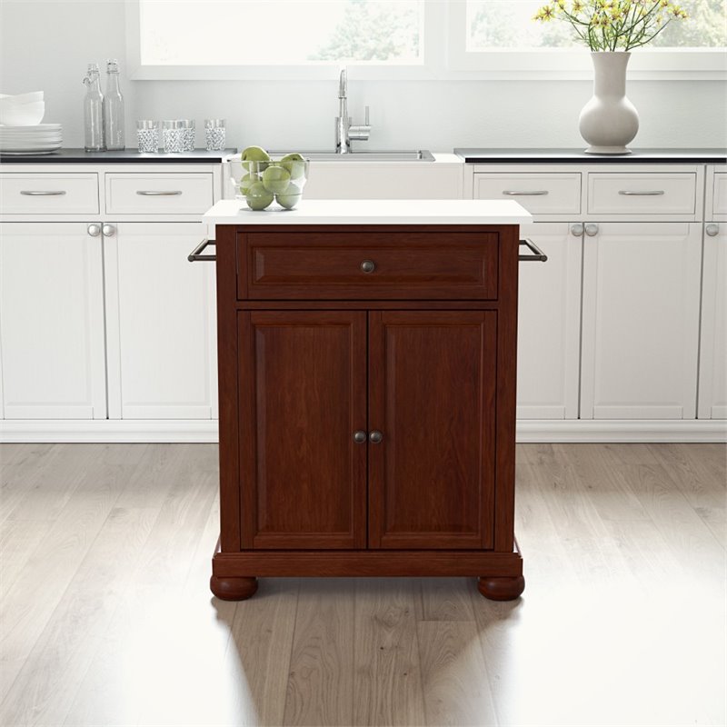 Crosley Furniture Alexandria Wood Portable Kitchen Island in Mahogany