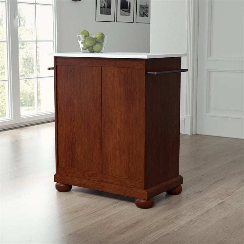 Crosley Furniture Alexandria Wood Portable Kitchen Island in Mahogany
