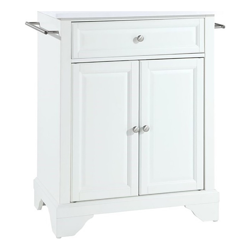 Crosley Furniture Lafayette Wood Granite Top Portable Kitchen Island in White