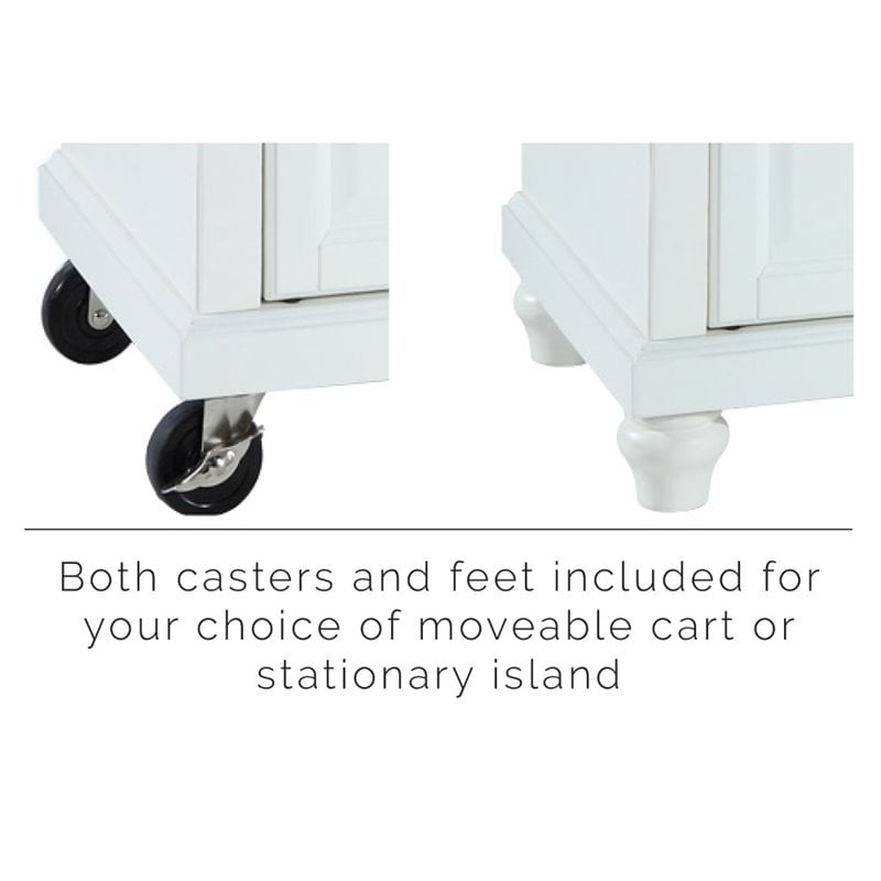 Crosley Furniture Cambridge Wood Granite Top Portable Kitchen Island in White