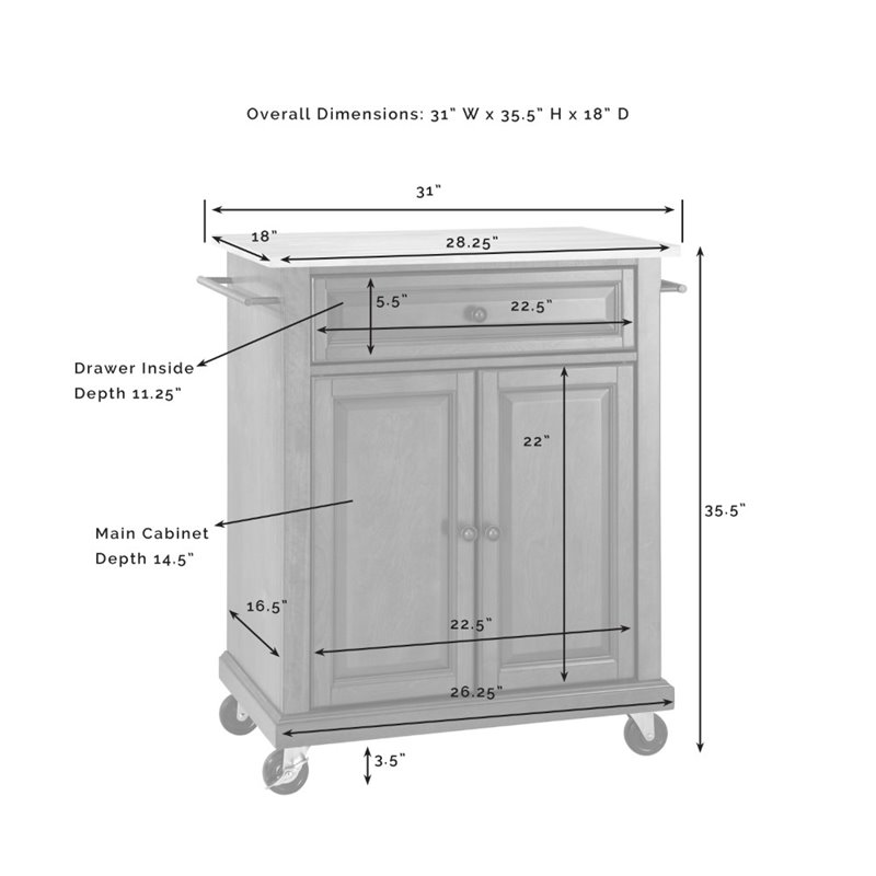 Crosley Furniture Compact Wood Kitchen Granite Top Kitchen Cart in Mahogany