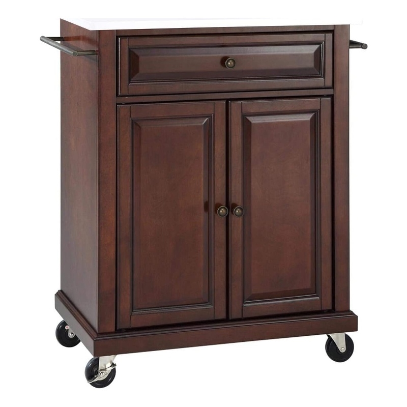 Crosley Furniture Compact Wood Kitchen Granite Top Kitchen Cart in Mahogany