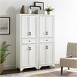 Crosley Furniture Tara Wood 4 Door Pantry Set in Distressed White (Set of 2)