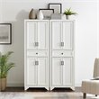 Crosley Furniture Tara Wood 4 Door Pantry Set in Distressed White (Set of 2)