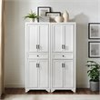 Crosley Furniture Tara Wood 4 Door Pantry Set in Distressed White (Set of 2)