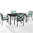Crosley Furniture Kaplan 5-Piece Fabric & Metal Outdoor Dining Set in Mist Green