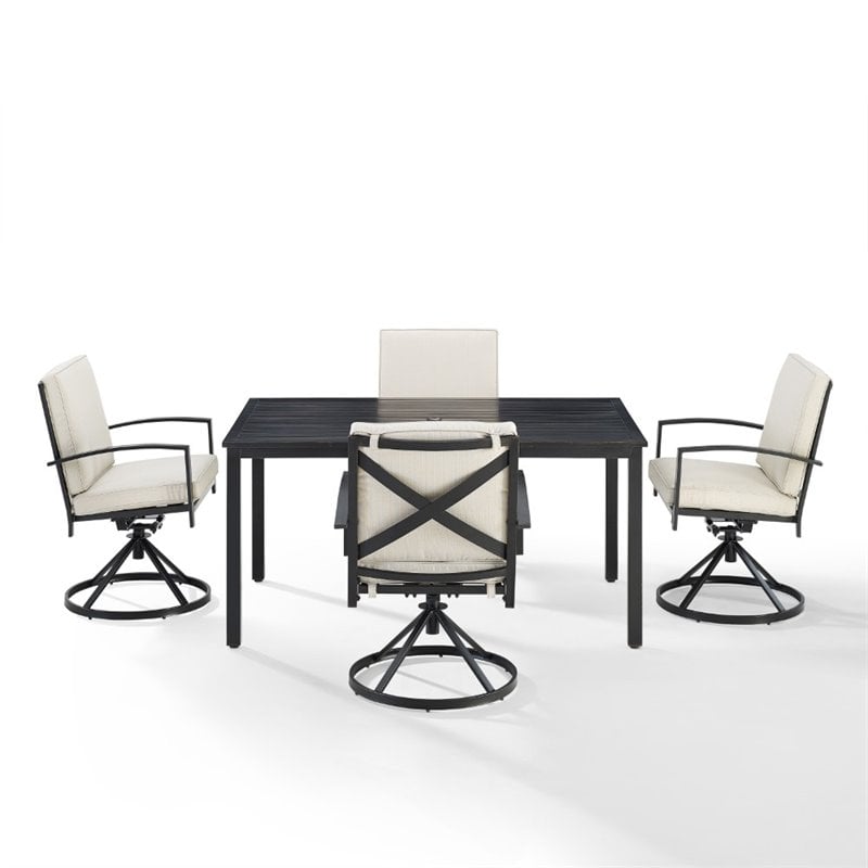 Crosley Furniture Kaplan 5 Piece Metal Outdoor Dining Set in Oatmeal