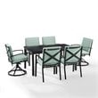 Crosley Furniture Kaplan 7 Piece Metal Outdoor Dining Set in Mist Green