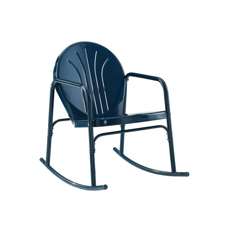 Crosley Furniture Griffith Metal Rocking Chair in Navy Gloss (Set of 2)