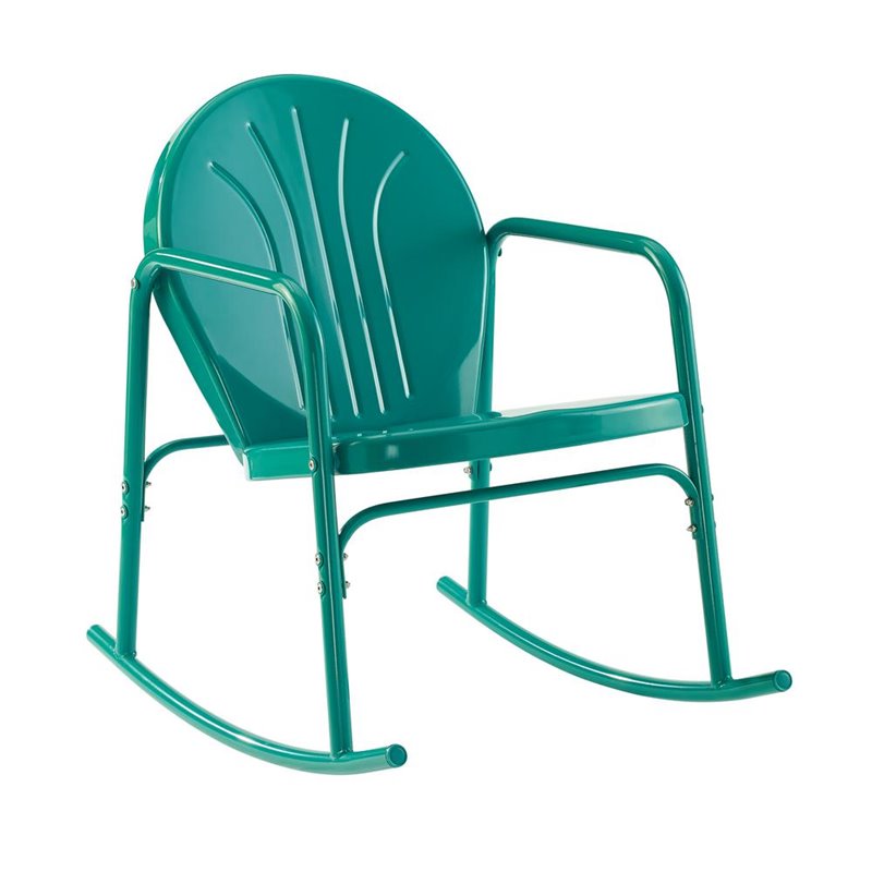 Crosley Furniture Griffith Metal Rocking Chair in Turquoise Gloss (Set of 2)