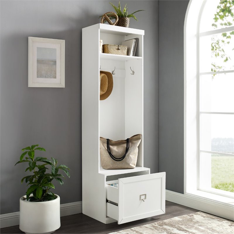 Crosley Furniture Harper Particle Board Wood Hall Tree in White