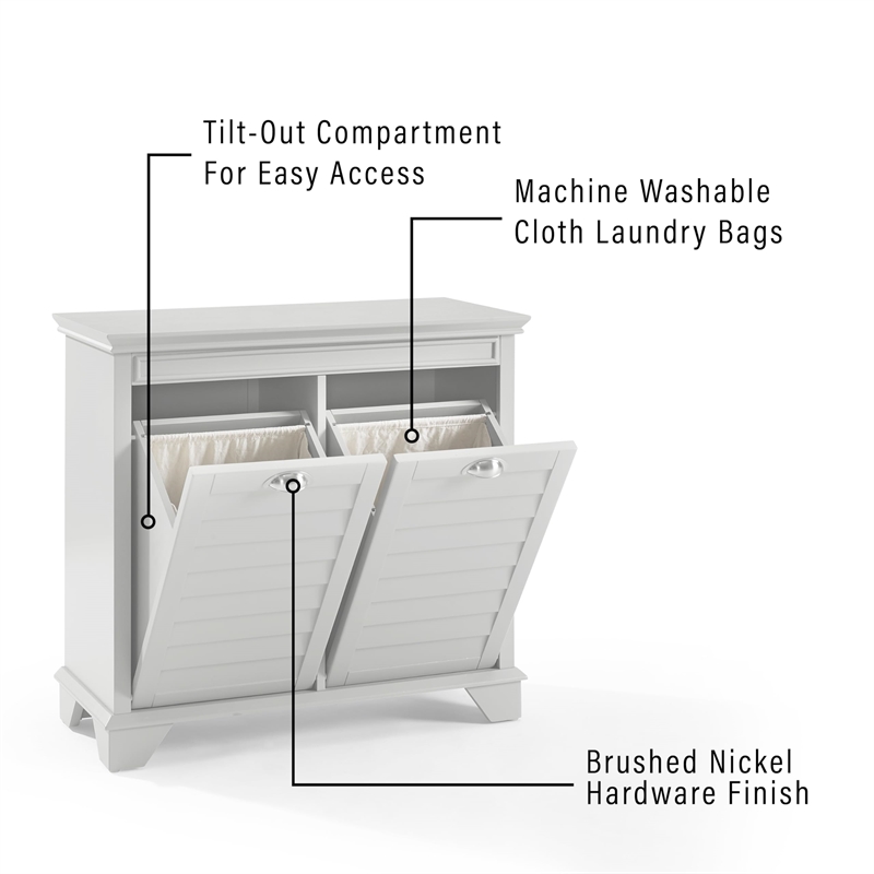 Crosley Furniture Lydia Engineered Wood Linen Hamper in Gray/Chrome