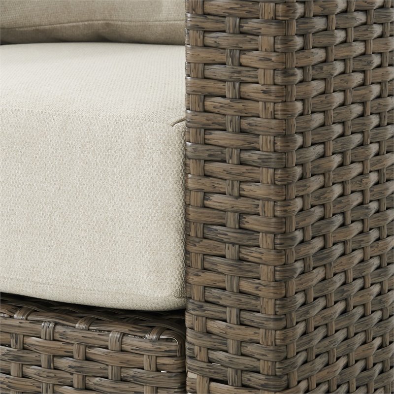 Crosley Rockport Outdoor Wicker High Back Loveseat in Beige