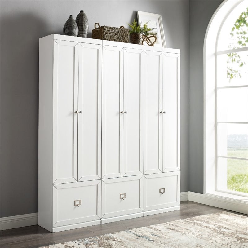 Crosley Furniture Harper 3 Piece MDF Wood Entryway Set in White