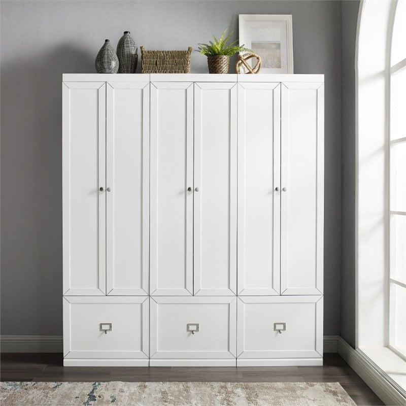 Crosley Furniture Harper 3 Piece MDF Wood Entryway Set in White