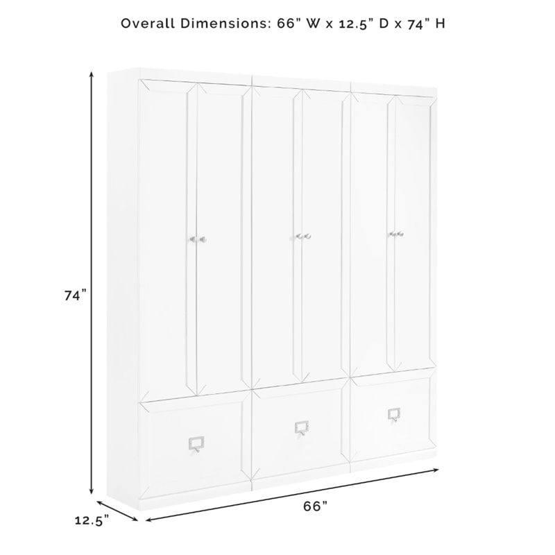 Crosley Furniture Harper 3 Piece MDF Wood Entryway Set in White