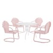 Crosley Furniture Tulip 5 Piece Metal Outdoor Dining Set in Pastel Pink