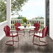 Crosley Furniture Tulip 5 Piece Metal Outdoor Dining Set in Bright Red