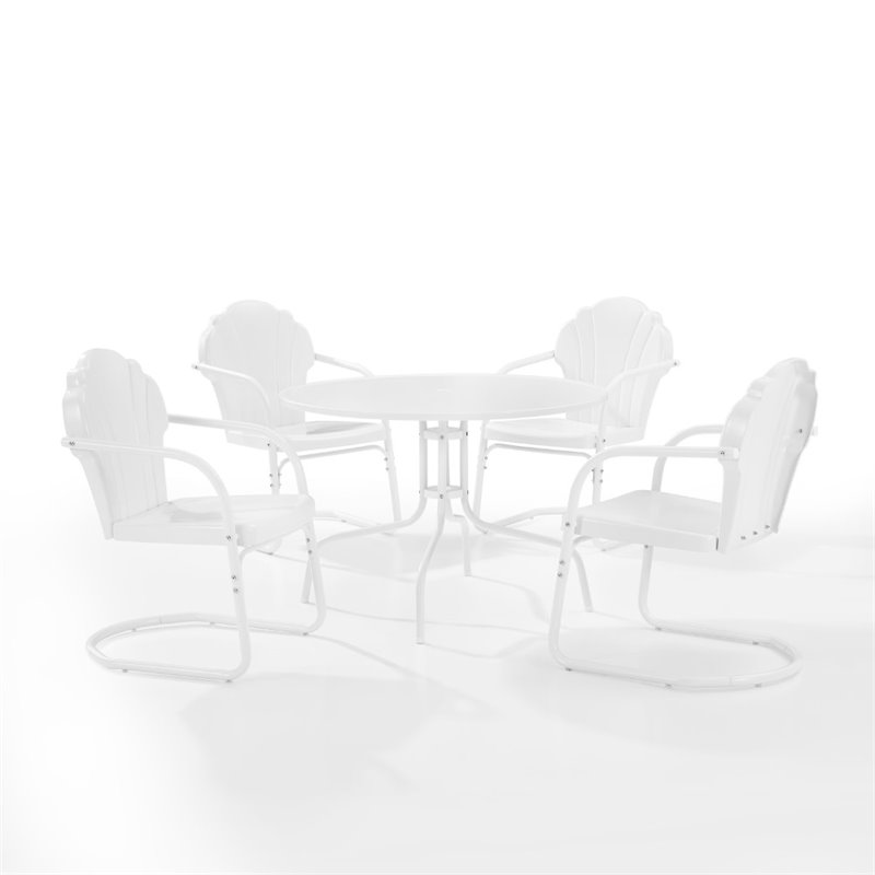Crosley Furniture Tulip 5 Piece Metal Outdoor Dining Set in White