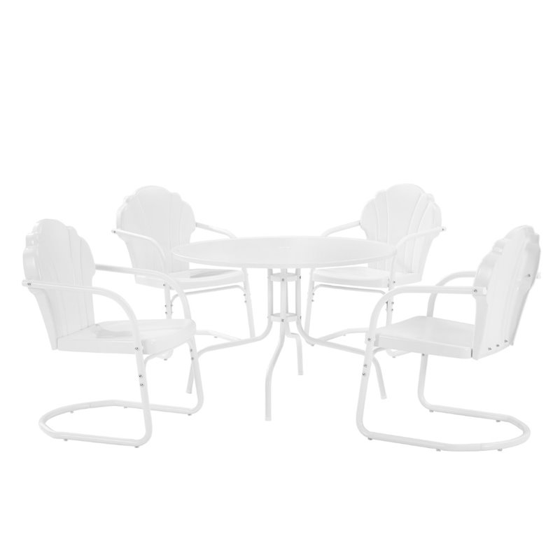 Crosley Furniture Tulip 5 Piece Metal Outdoor Dining Set in White