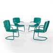 Crosley Furniture Ridgeland 5 Piece Metal Outdoor Dining Set in Turquoise Gloss