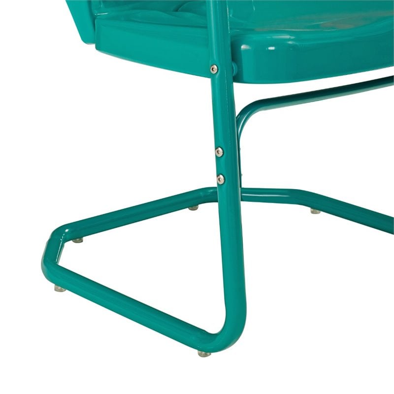 Crosley Furniture Ridgeland 5 Piece Metal Outdoor Dining Set in Turquoise Gloss