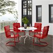 Crosley Furniture Bates 5 Piece Metal Outdoor Dining Set in Bright Red Gloss