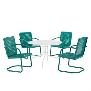 Crosley Furniture Bates 5 Piece Metal Outdoor Dining Set in Turquoise Gloss